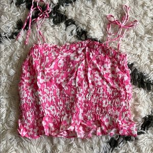 Cotton Candy LA pink floral crop blouse